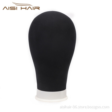 Aisi Hair Black Poly Canvas Block Head Wig Making  Weft Wig Display Styling Mannequin Head Manikin Head Dryer